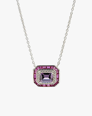 Collares con piedras diseño octogonal tono amatista