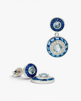 Pendientes de piedras de colores circulares tono azul