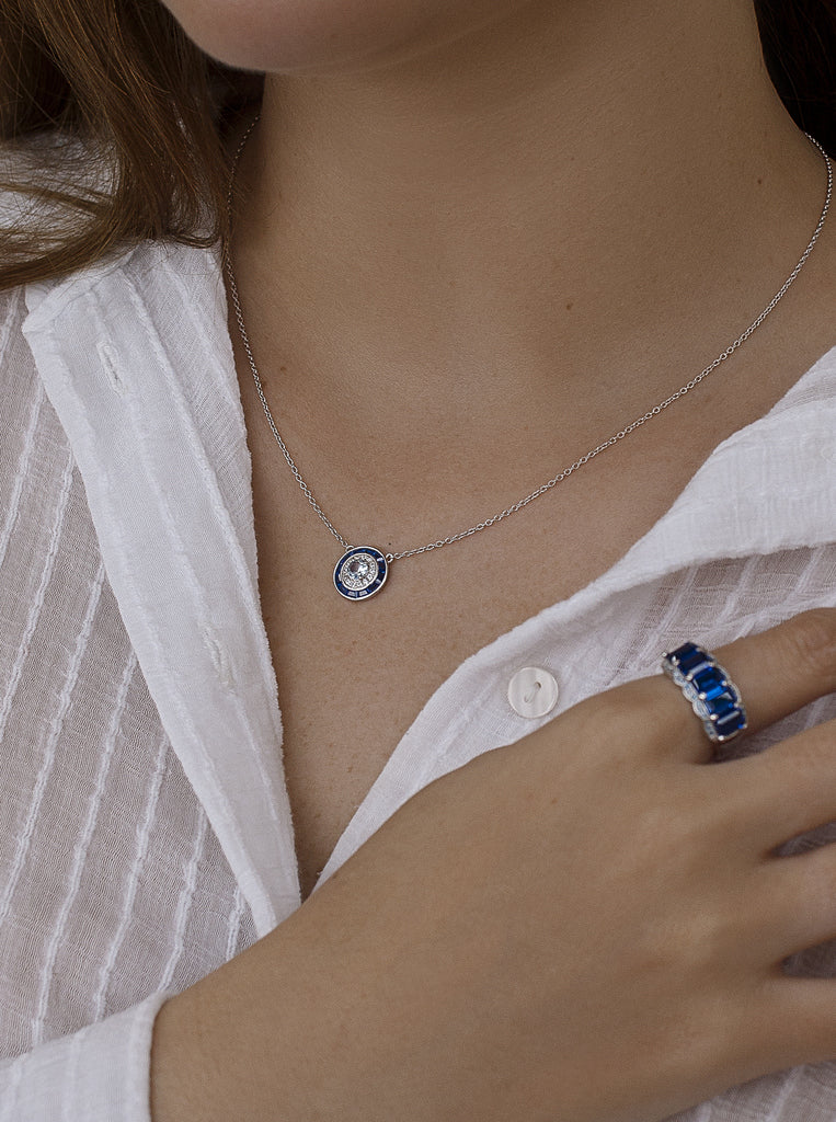 Collares con piedras diseño circular tono azul