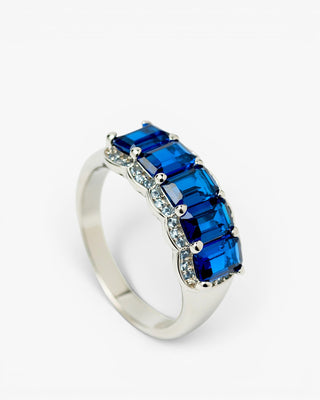 Anillos con piedras talla esmeralda tono azurita
