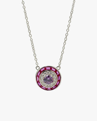 Collares con piedras diseño circular tono fucsia