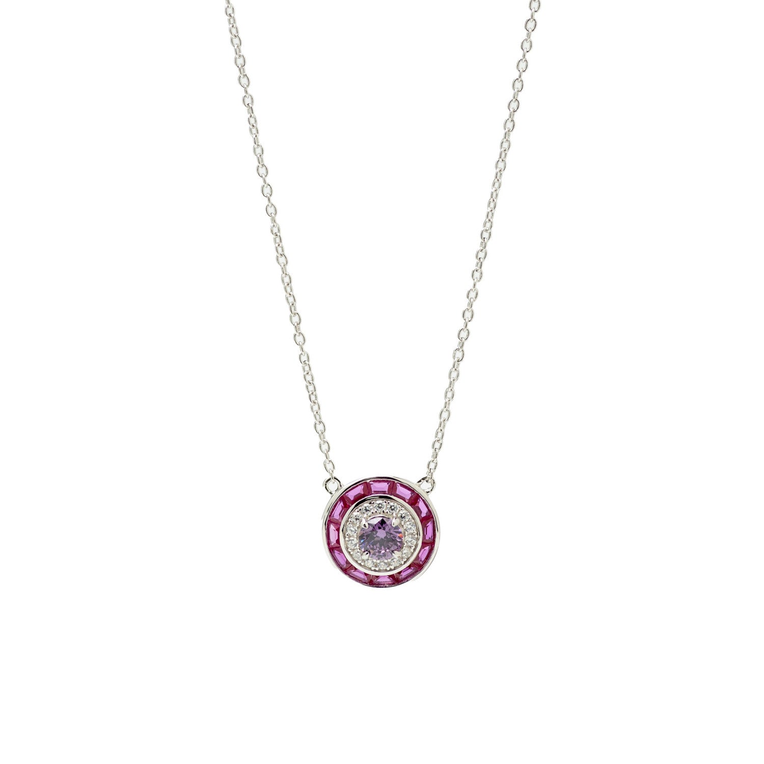 Collares con piedras diseño circular tono fucsia