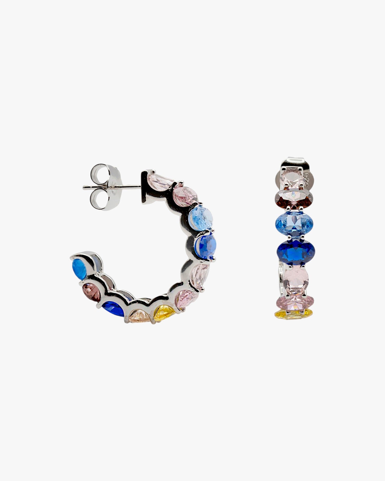 Pendientes aro con piedras diseño romántico