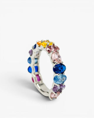 Anillos con piedras multicolor diseño romántico