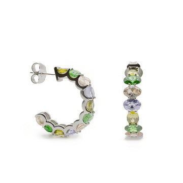 Pendientes aro con piedras en tonos vibrantes