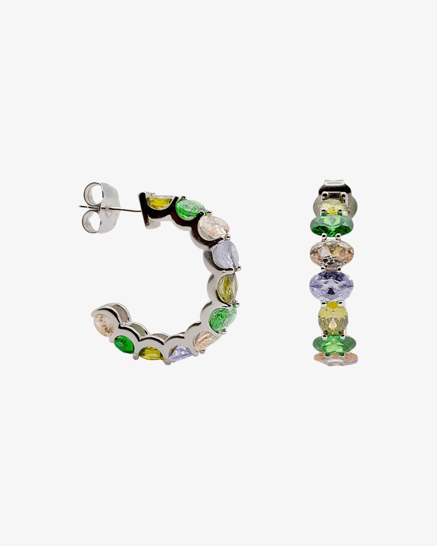 Pendientes aro con piedras en tonos vibrantes