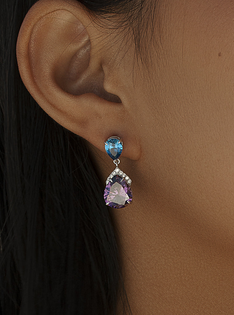 Pendientes de piedras de colores amatista talla pera