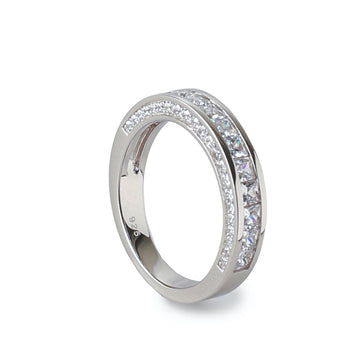 Anillos circonitas de plata diseño doble y elegante