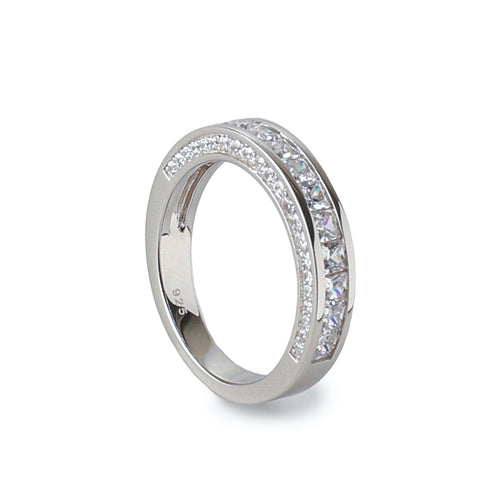 Anillos circonitas de plata diseño doble y elegante