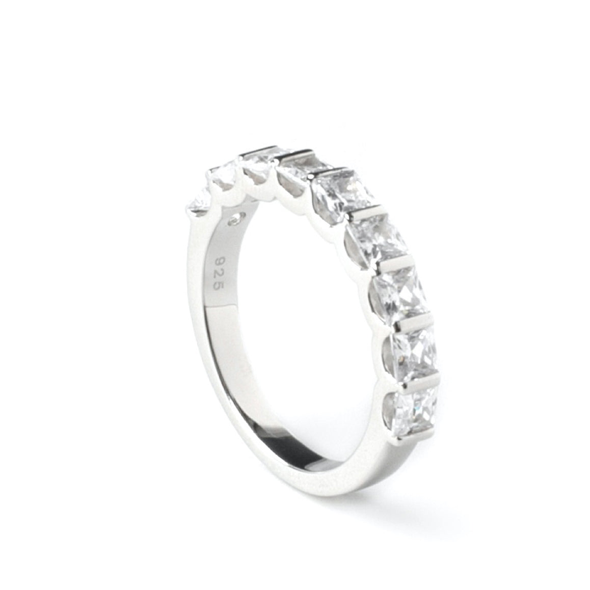 Anillos circonitas de plata con diseño cuadrado