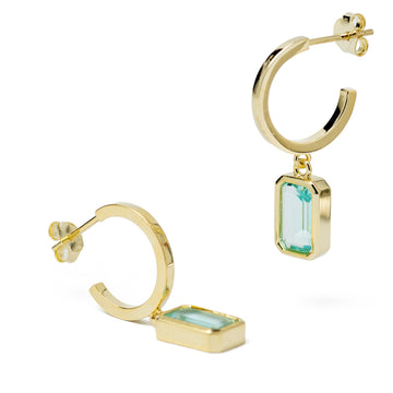 Pendientes con colgantes estilo aro con gema azul