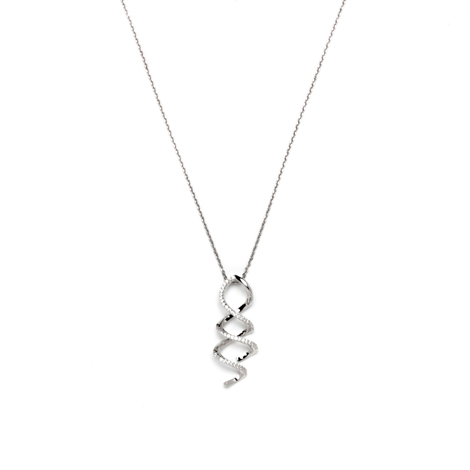 Colgante brillante de plata con diseño en espiral