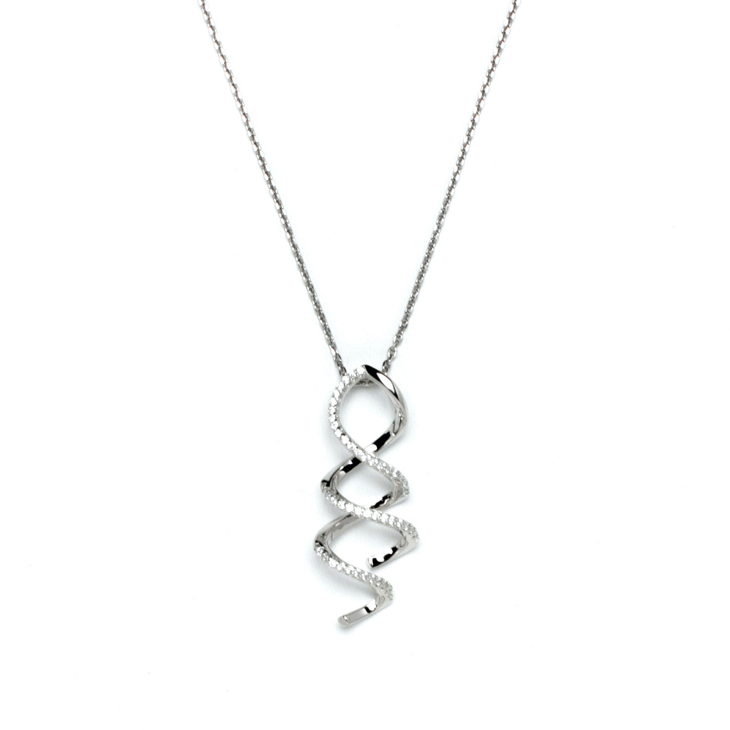 Colgante brillante de plata con diseño en espiral