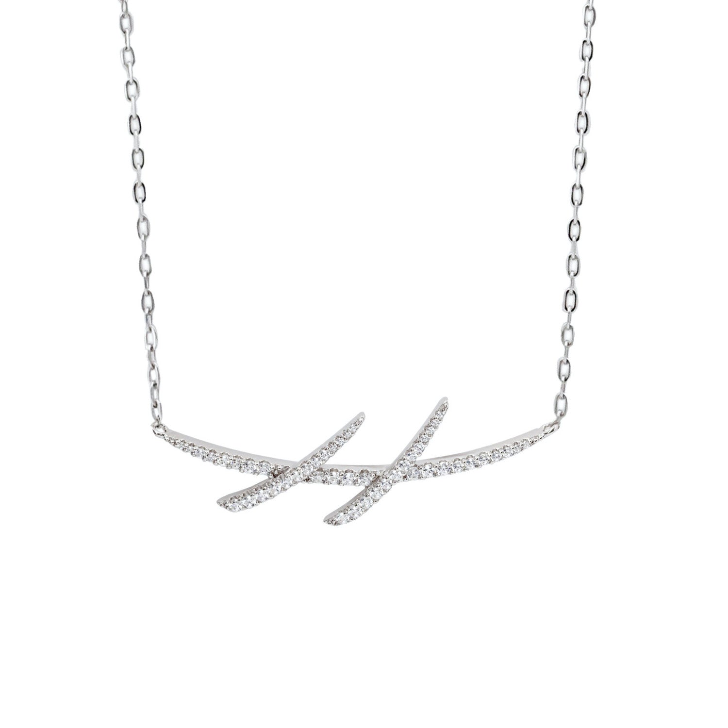 Collar de plata con circonitas diseño cruzado