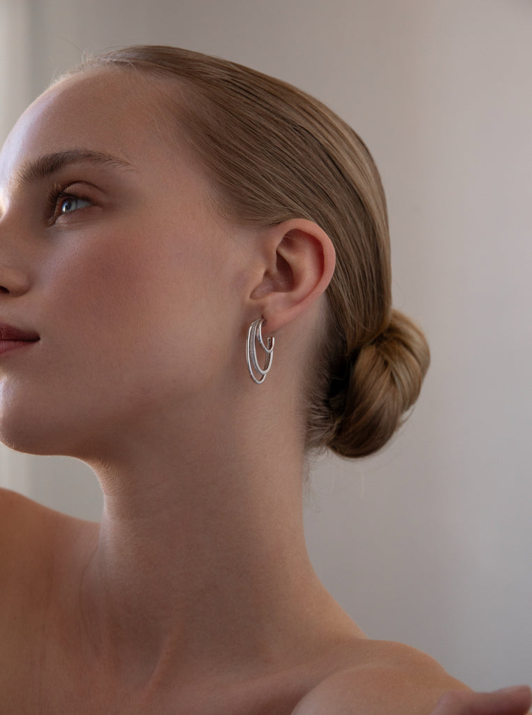 Pendientes de aros triples diferentes tamaños con circonita