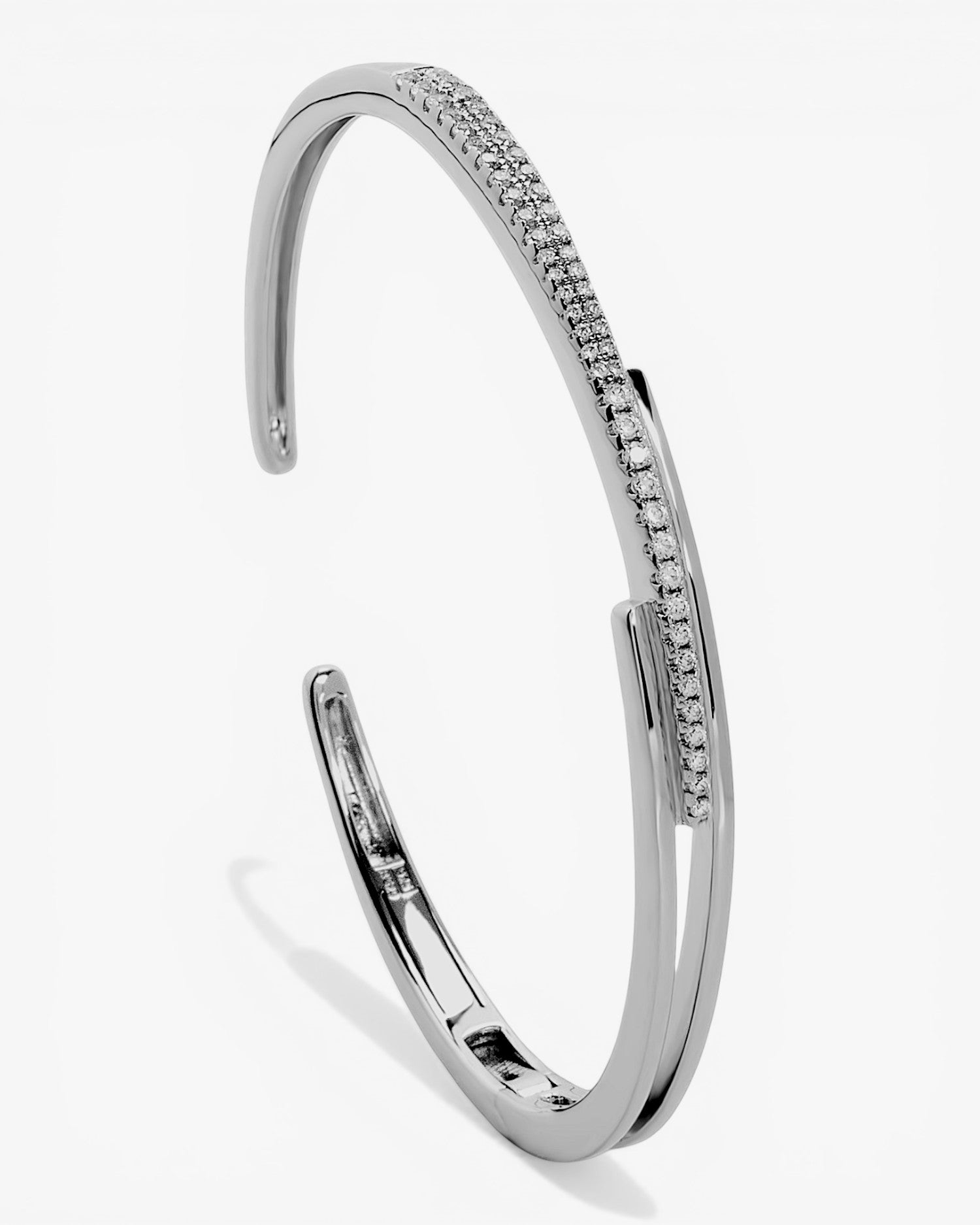 Pulsera de plata esclava fina con circonitas