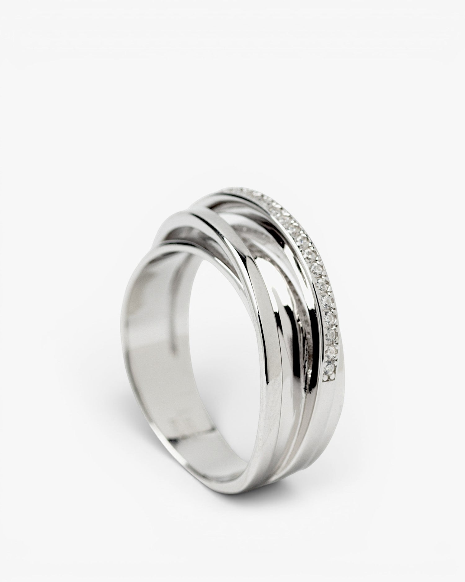 Silver ring with cubic zirconia, cross ring