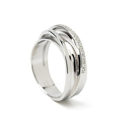 Anillo de plata con circonitas anillo cruzado