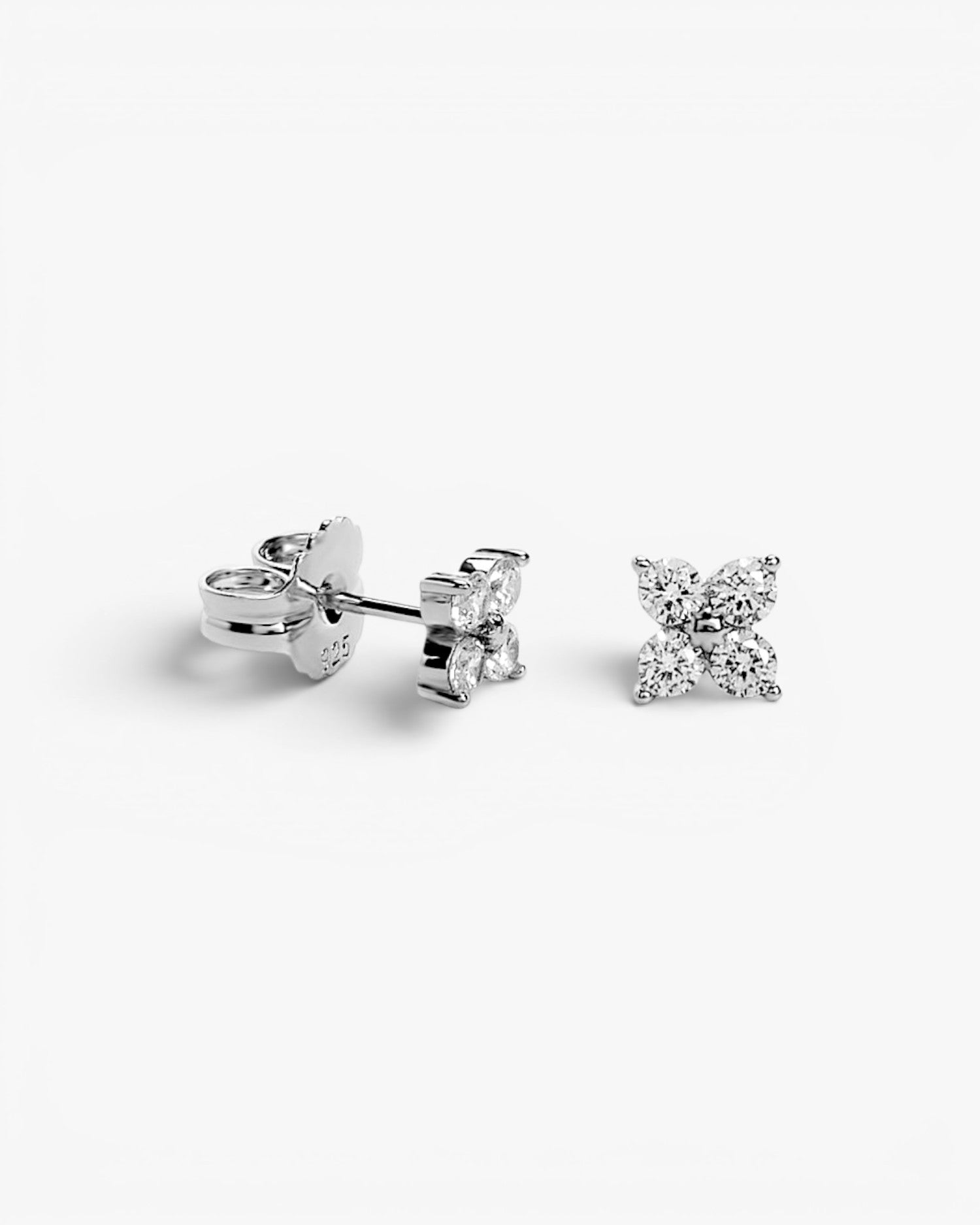 Mini pendiente de plata en forma de flor y cironitas