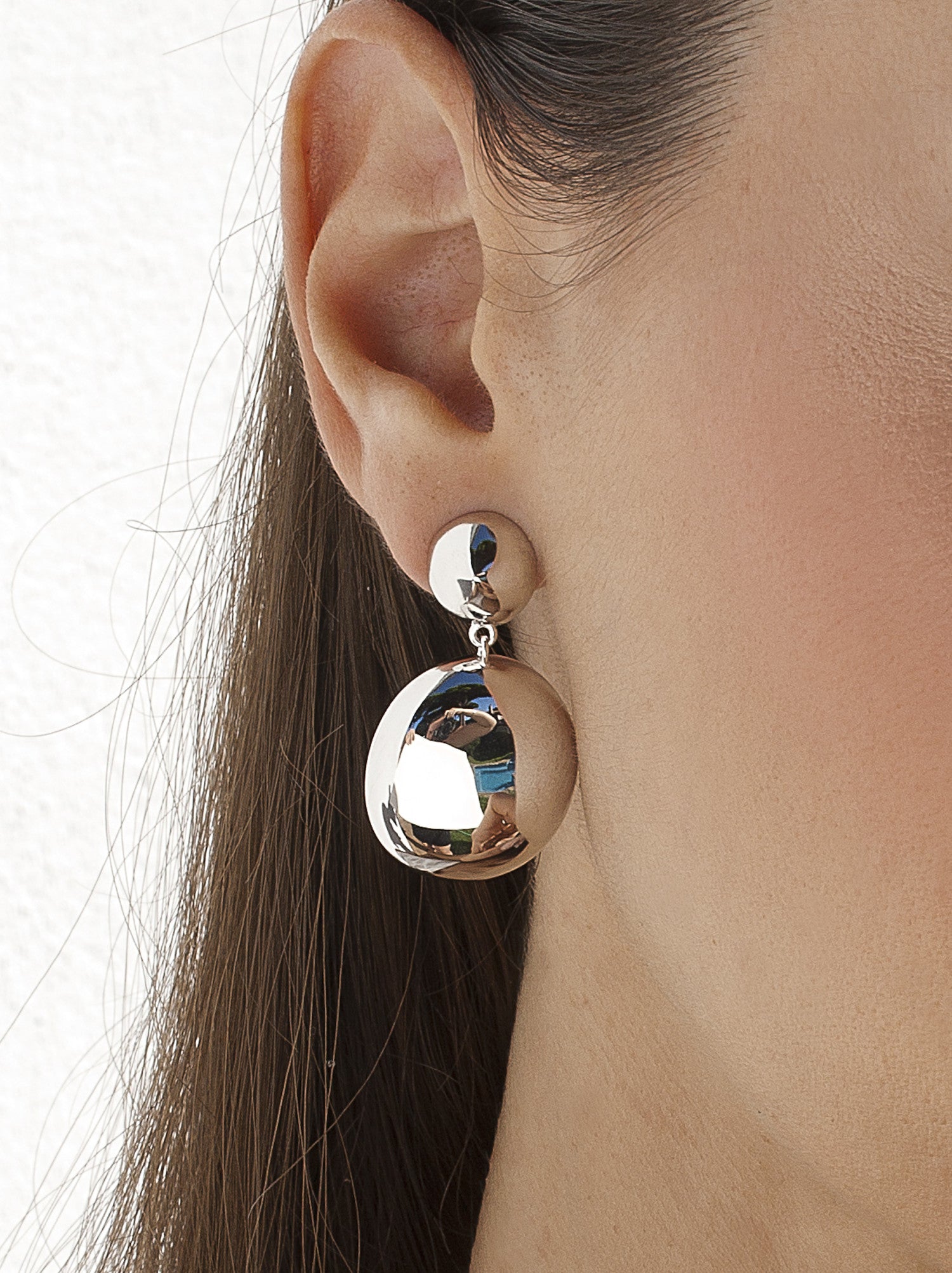 Pendientes originales de plata doble esfera