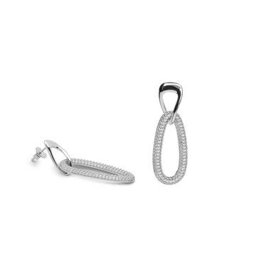 Pendientes largos de plata con circonitas diseño eslabon