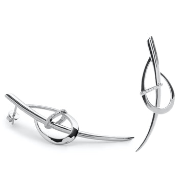 Pendientes de plata original diseño enredado con circonitas