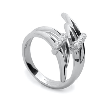 Anillos de plata original diseño enredado con circonitas