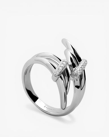 Anillos de plata original diseño enredado con circonitas
