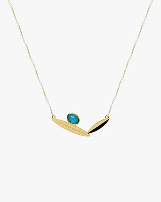 Colliers ornés de pierres turquoise et d'un motif de feuille