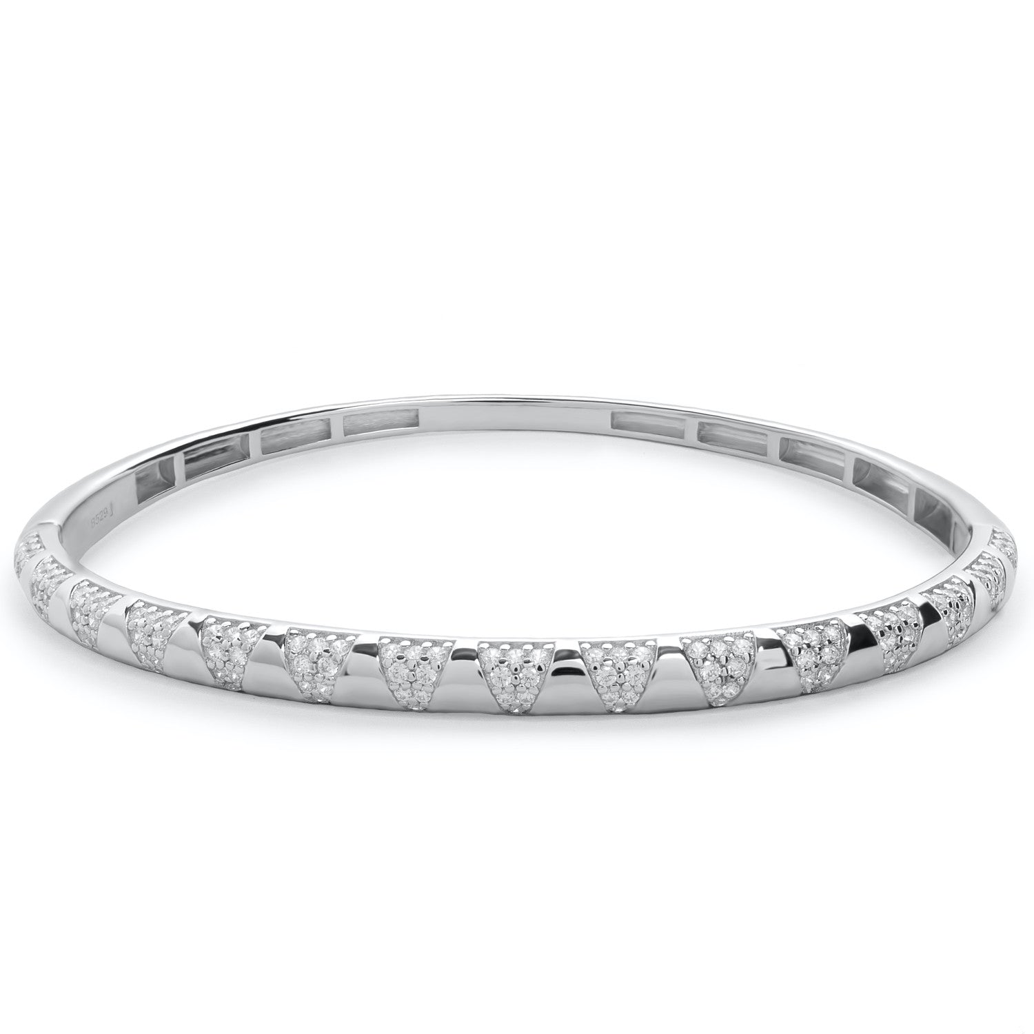 Pulsera esclava de plata con diseño triangular con circonitas