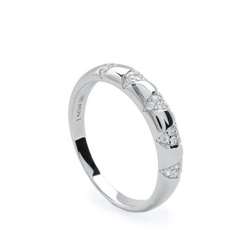 Silver ring with triangular design and cubic zirconia