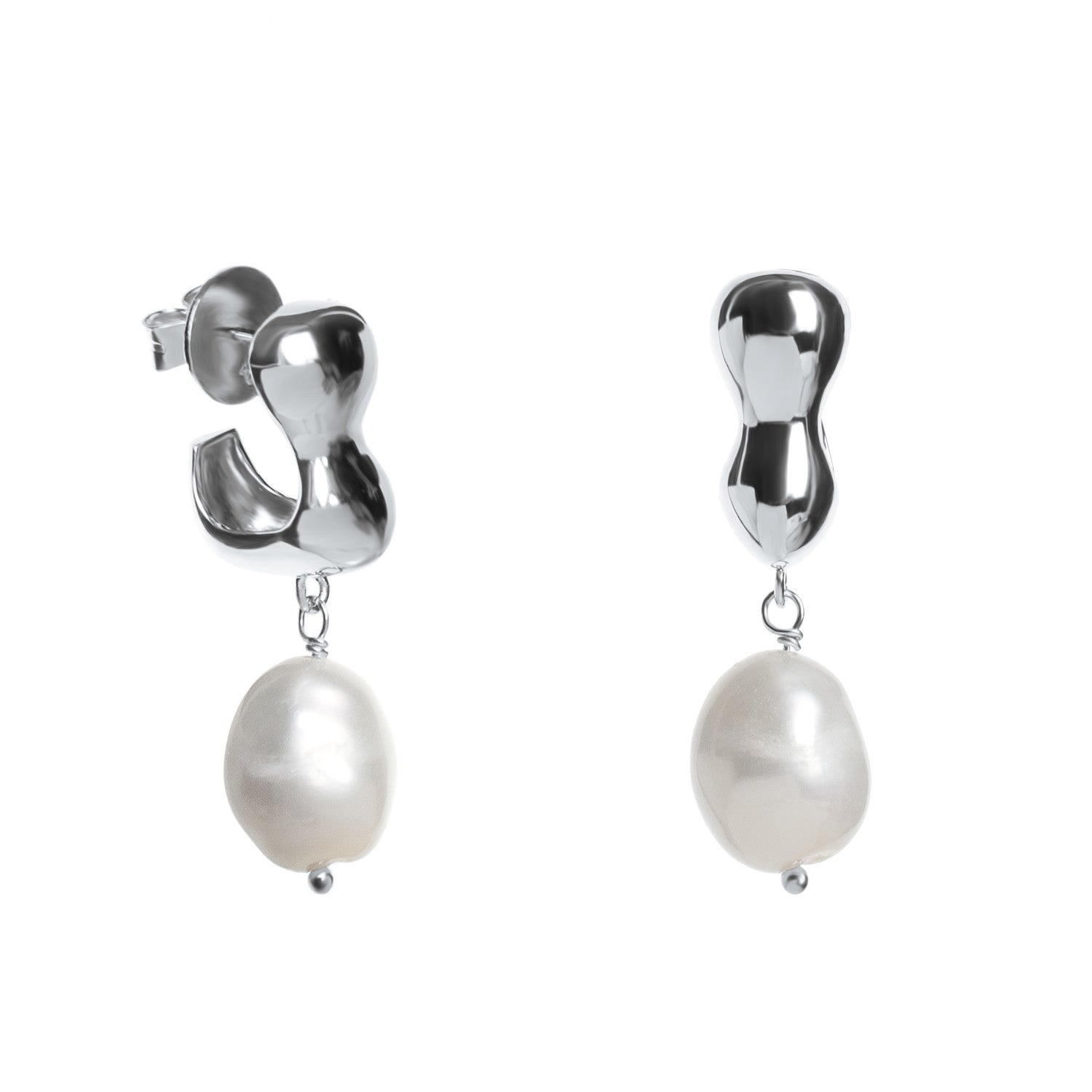Organic design pearl earrings