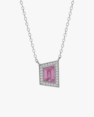 Collar de plata con colgante de circonita rosa y circonitas