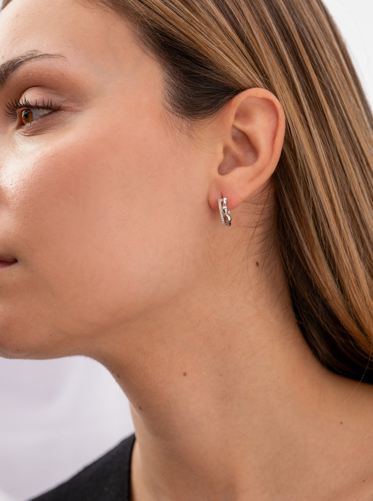 Penidentes créole de argent irrégulier double avec zircons