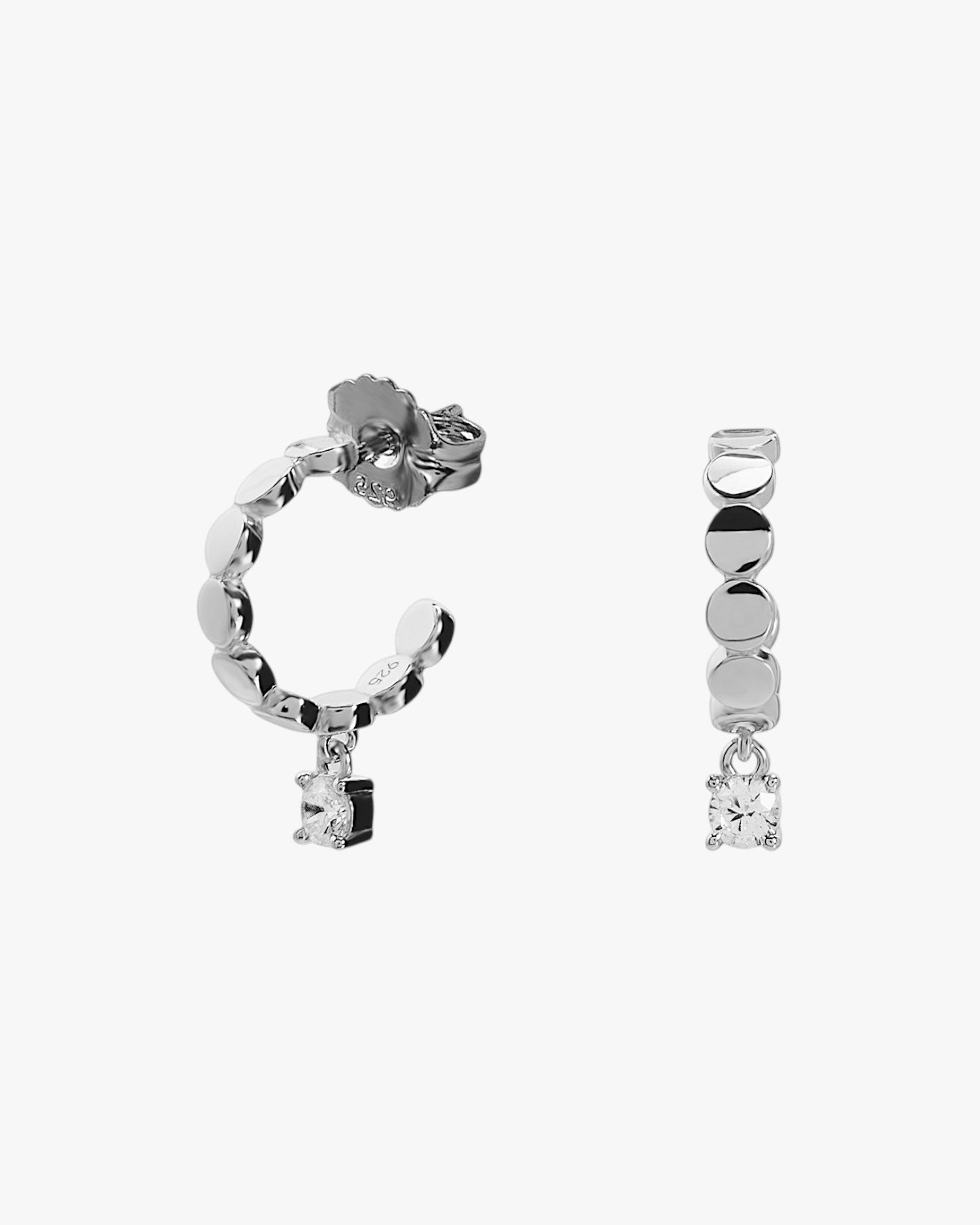 Pendientes aro de plata con circonita colgante