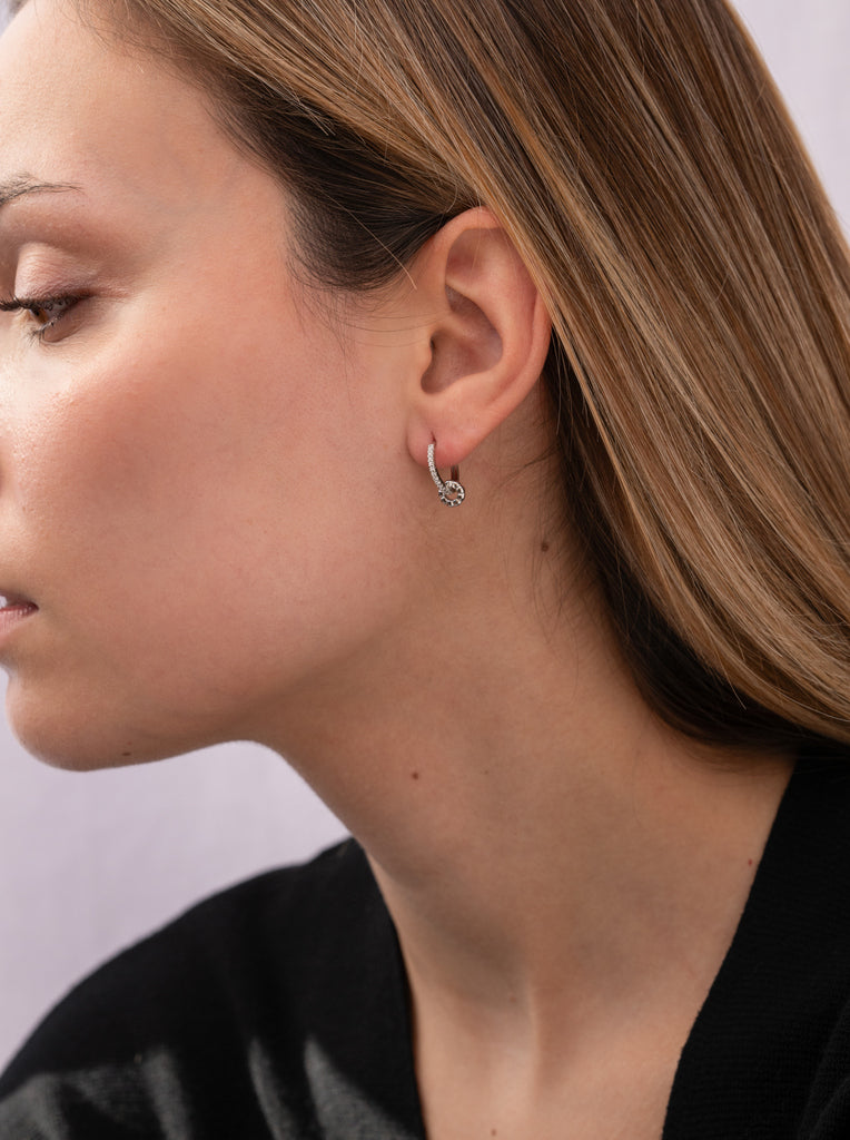 earring hoop with zirconias with piece pendant