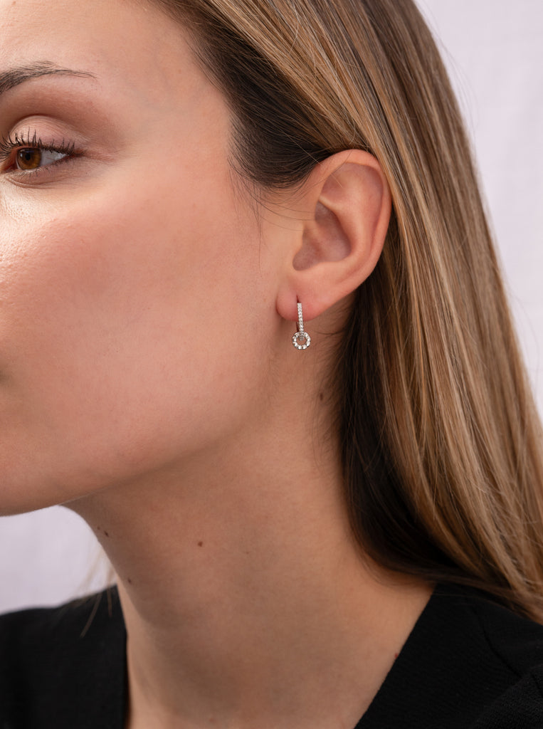 earring hoop with zirconias with piece pendant