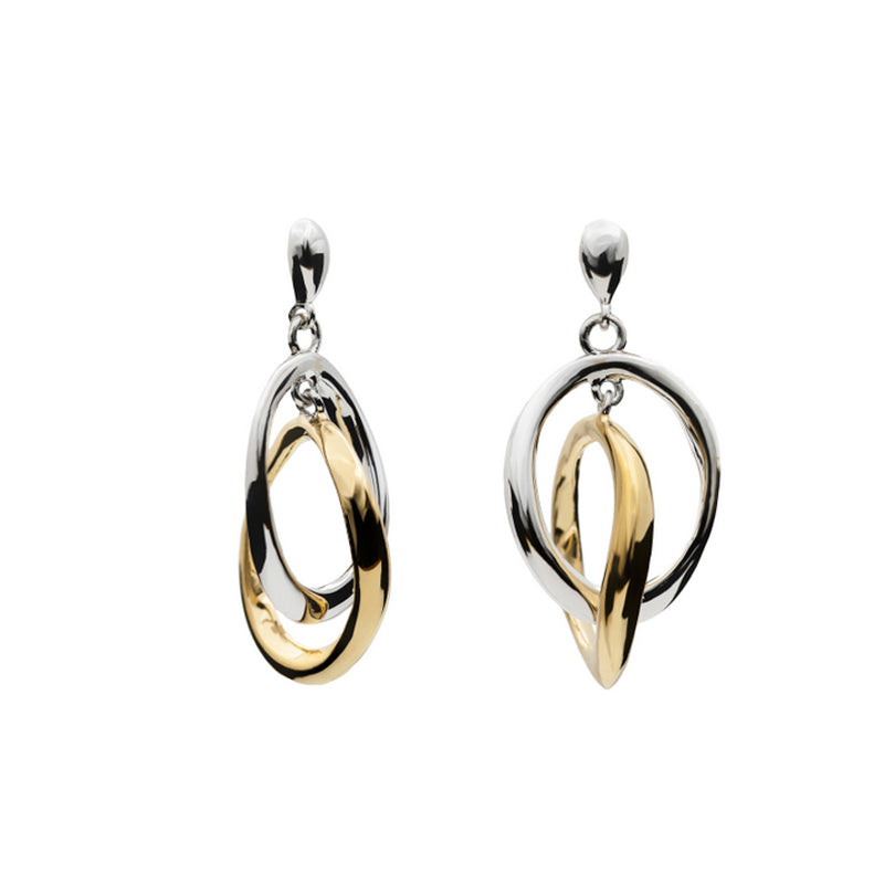 Pendientes bicolor en plata entrelazados