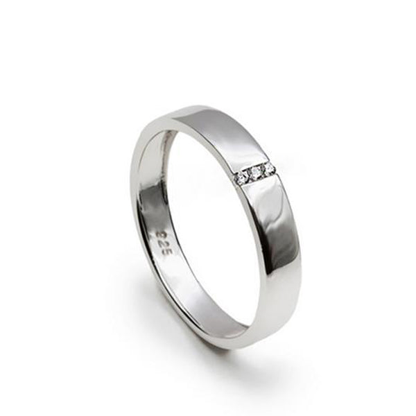 Anneaux zircons design classique avec 3 mini zircons