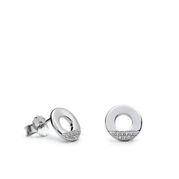 Pendientes pequeños de plata circulo con circonitas
