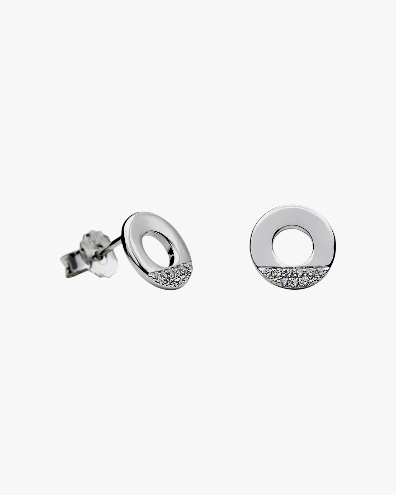 Pendientes pequeños de plata circulo con circonitas