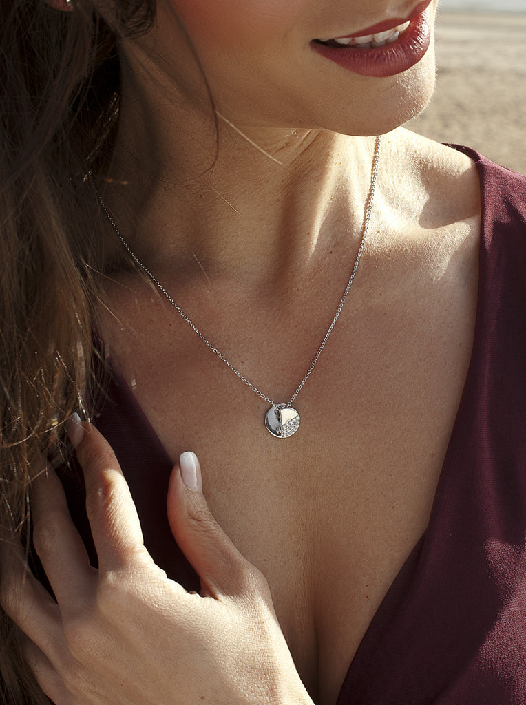 necklace small silver necklace with volume and zirconias