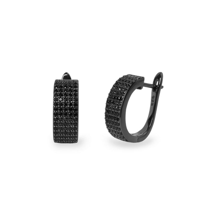 boucle  de créole petite large avec zircons noir