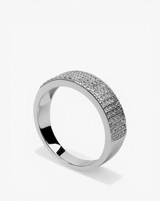Silver ring with cubic zirconia stones