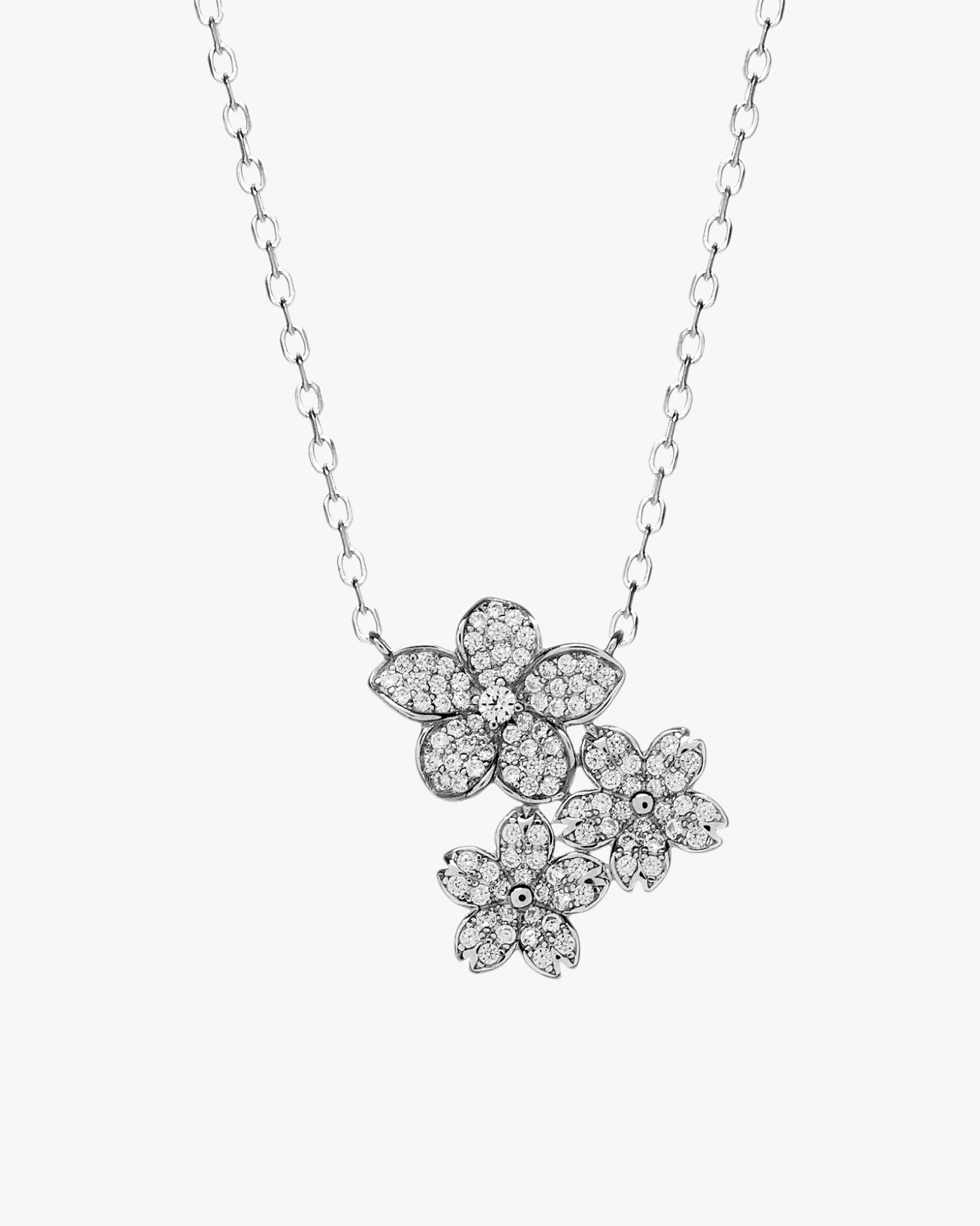 Collares plata originales con diseño floral brillante