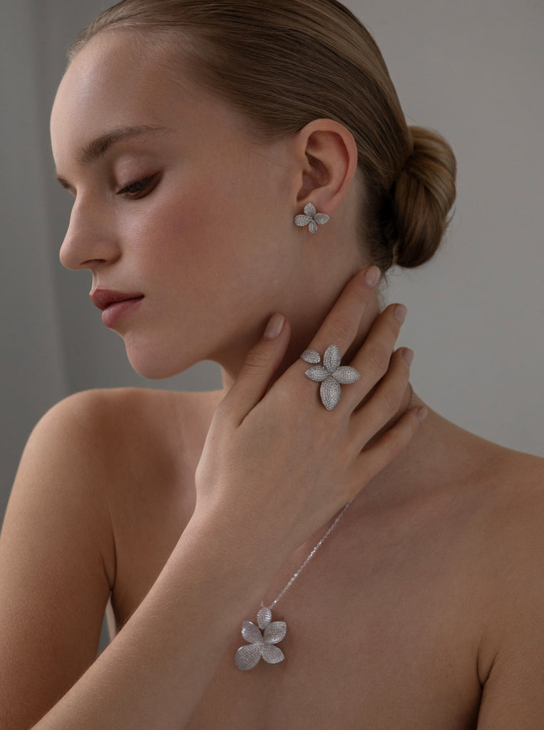 Anillos de diseño con forma de flor xxl abierto