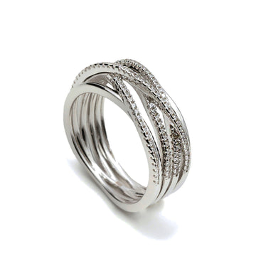 Anillo de plata con circonitas diseño entralazado