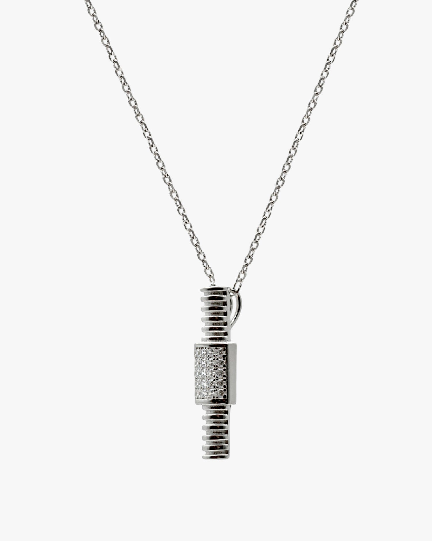 Colgante de plata 925 con circonitas y diseño acanalado