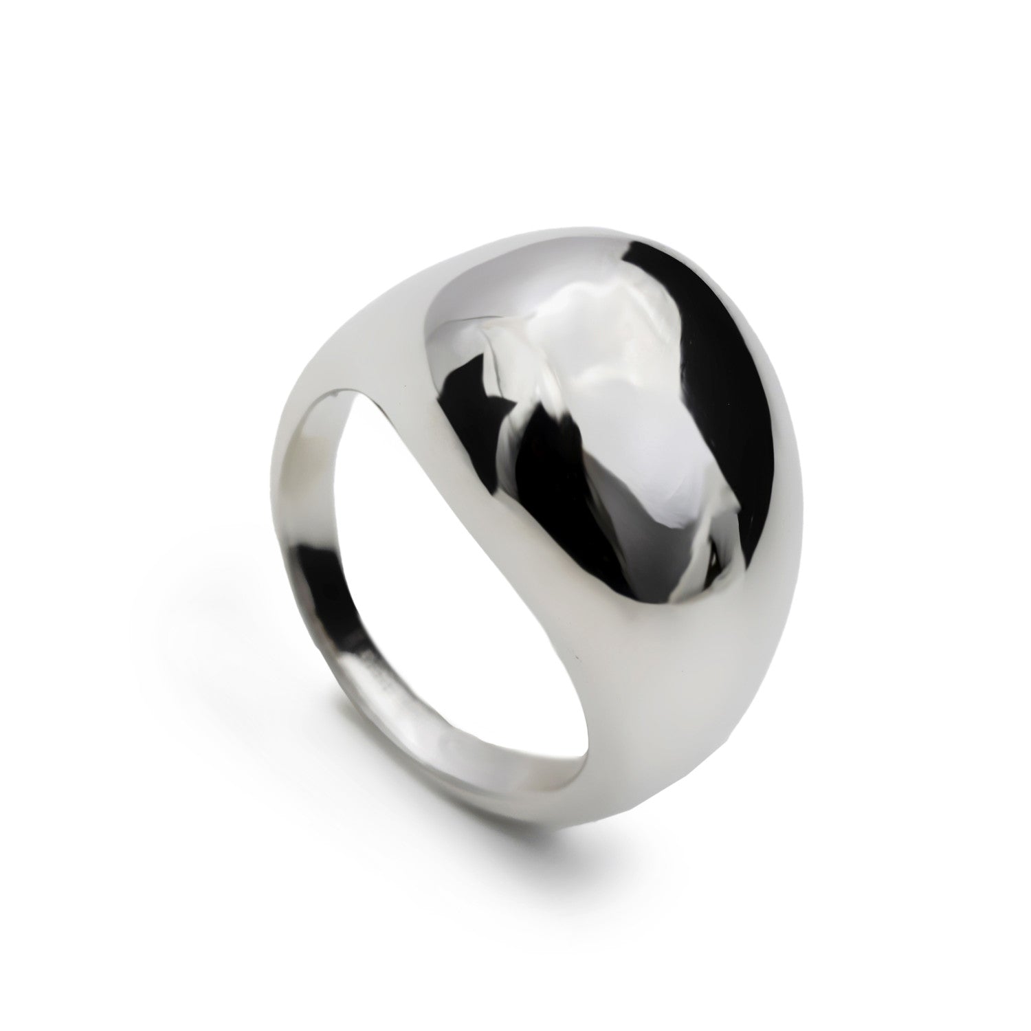 anillo grande de plata en forma de gota