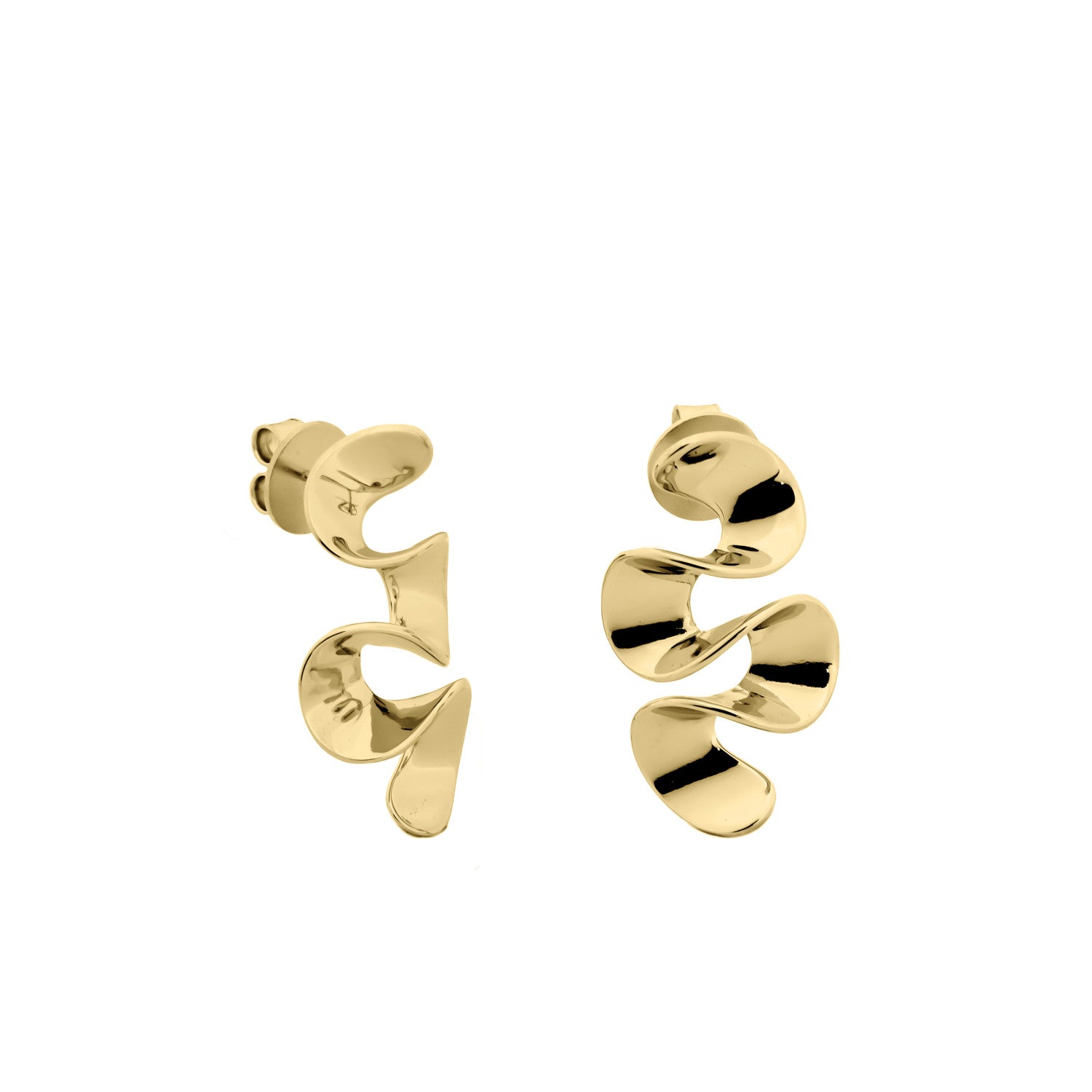 Pendientes originales diseño fluido y ondulado dorado